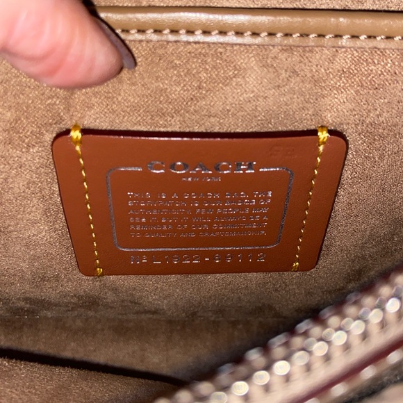 Coach Parker Tea Rose Turnlock Shoulder Bag Tan Leather Silver Chain - Picture 7 of 8